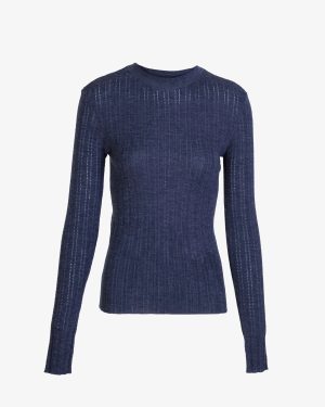 Crew Neck Kayden Knit Top Melange Navy