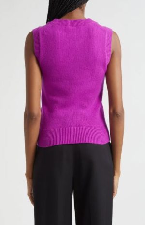 Ian Cashmere Sweater Vest Fuchsia