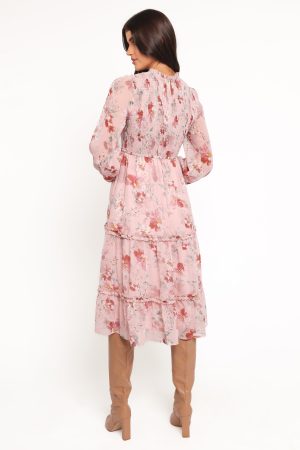 Alamea Long Sleeve Midi Dress – Pink Floral