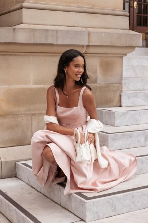 Augustine Midi Dress – Dusty Pink