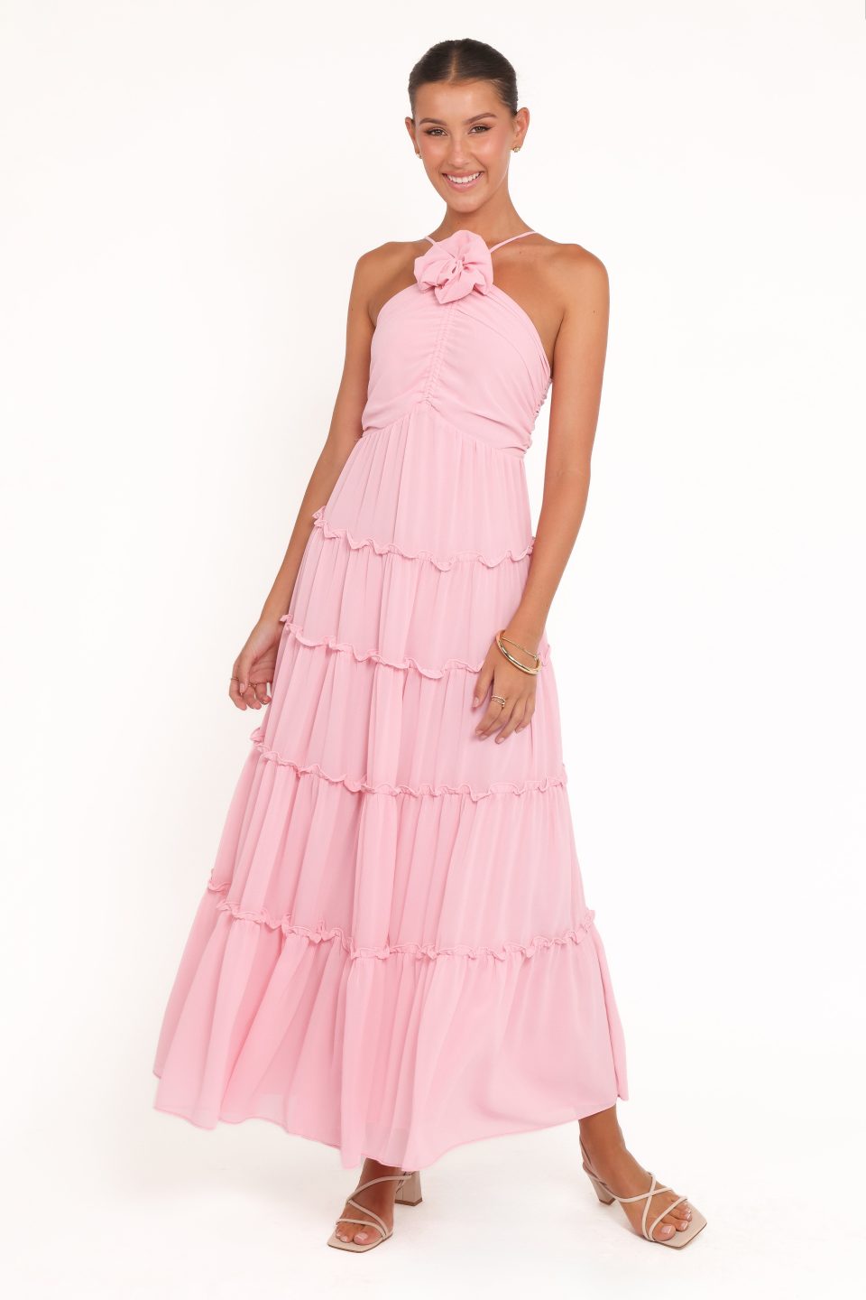 Dottie Halterneck Maxi Dress - Pink
