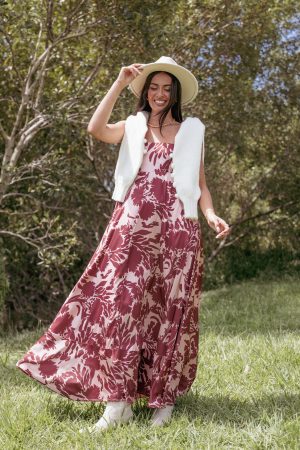 Elanor Maxi Dress – Pale Burgundy