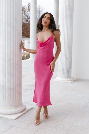 Khaleesi Slip Midi Dress – Pink
