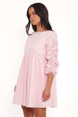 Micaela Long Sleeve Mini Dress – Pink