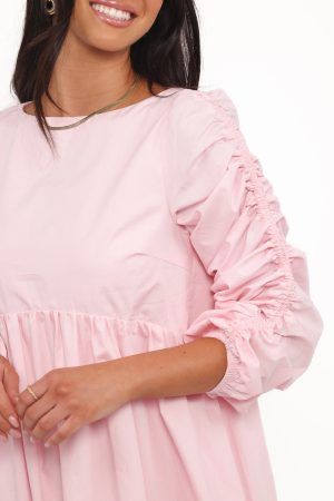 Micaela Long Sleeve Mini Dress – Pink