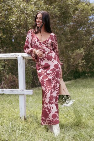 Varly Long Sleeve Dress – Pale Burgundy